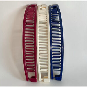 NEW Lot of 3 VTG Goody Banana Hair Clips Clinch It Combs #35963 Red White Blue